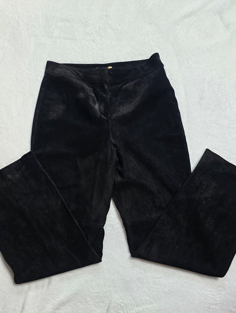 Kate Hill Petite Black Suede Leather Wide Leg Pants 6P